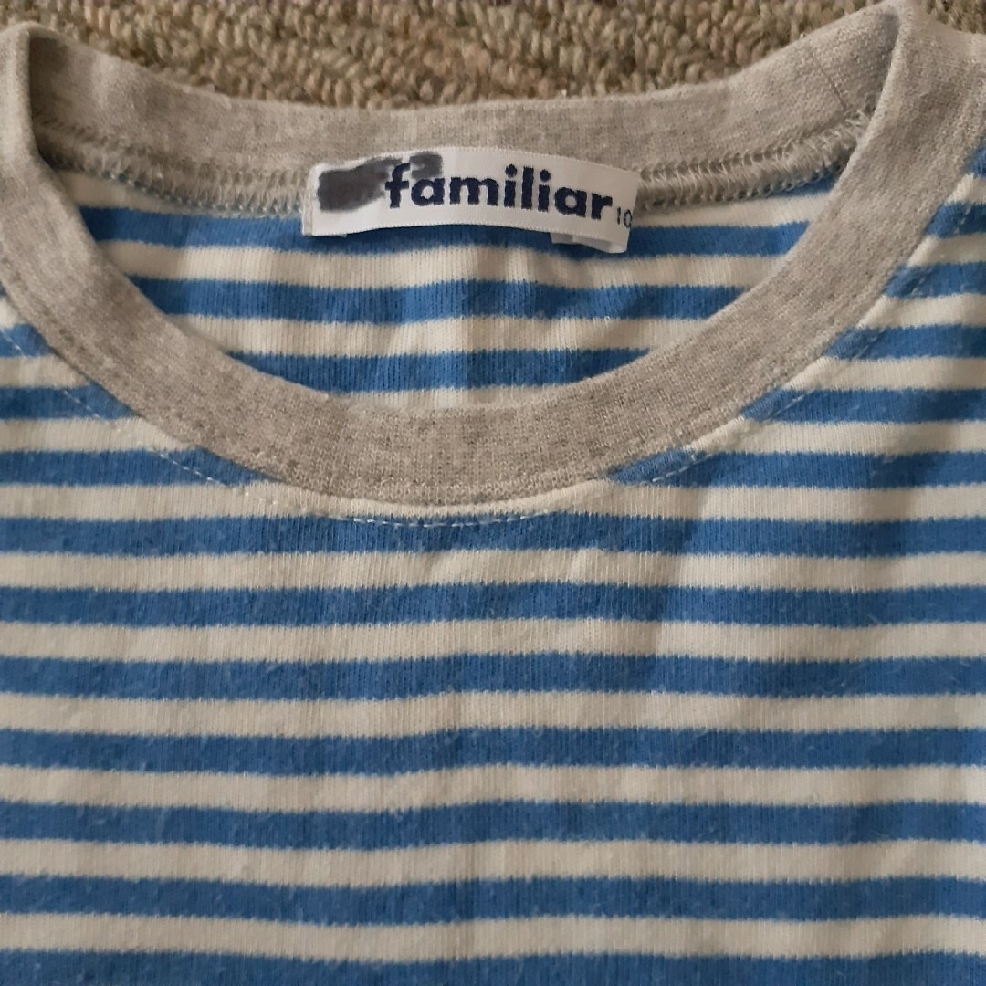 familiar(ファミリア)のfamiliar　Tシャツ　size100　青　ボーダー　くま　ブランド子供服 キッズ/ベビー/マタニティのキッズ服男の子用(90cm~)(Tシャツ/カットソー)の商品写真