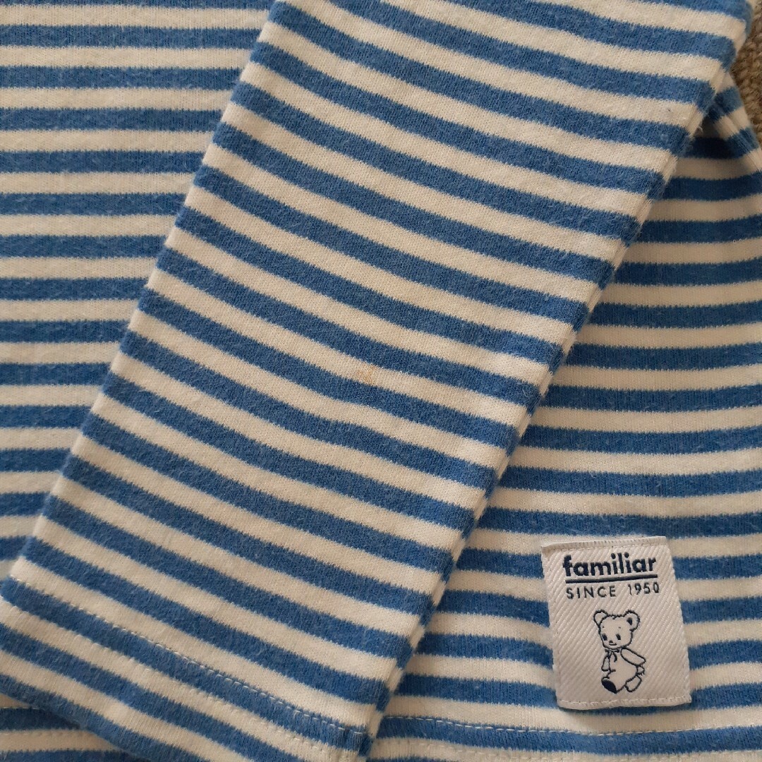 familiar(ファミリア)のfamiliar　Tシャツ　size100　青　ボーダー　くま　ブランド子供服 キッズ/ベビー/マタニティのキッズ服男の子用(90cm~)(Tシャツ/カットソー)の商品写真