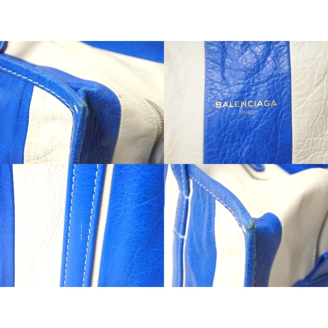 Balenciaga(バレンシアガ)のBALENCIAGA バレンシアガ バザールショッパーM レザー トートバッグ ブルー ホワイト 443097 鞄 ロゴ 良品 中古 57393 レディースのバッグ(トートバッグ)の商品写真