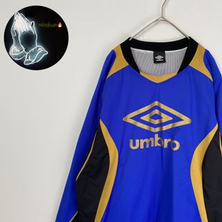 アンブロ(UMBRO)の【アンブロ　ユニフォームTシャツ　ライン　青　古着】(Tシャツ/カットソー(半袖/袖なし))