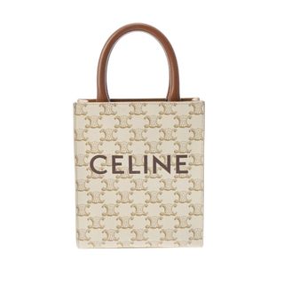 セリーヌ(celine)のセリーヌ  ミニ バーティカルカバ 2WAY ハンドバッグ 白/ブラウン(ハンドバッグ)