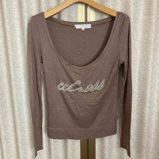 シーシークロス(C.C.†CROSS)のC.C.CROSS  ビーズ付き ブラウン トップス　38(Tシャツ(長袖/七分))