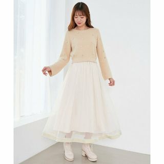 マジェスティックレゴン(MAJESTIC LEGON)の【ベージュ】パールビジューニット(ニット/セーター)