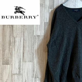 バーバリー(BURBERRY)のバーバリーセーター　Burberryニット　ダークグレー　Uネック(ニット/セーター)