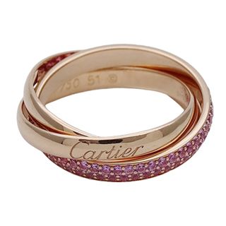 カルティエ(Cartier)のカルティエ Cartier リング レディース ブランド 指輪  750PG ピンクサファイア トリニティ ピンクゴールド #51 約11号 3連 ジュエリー【中古】(リング(指輪))