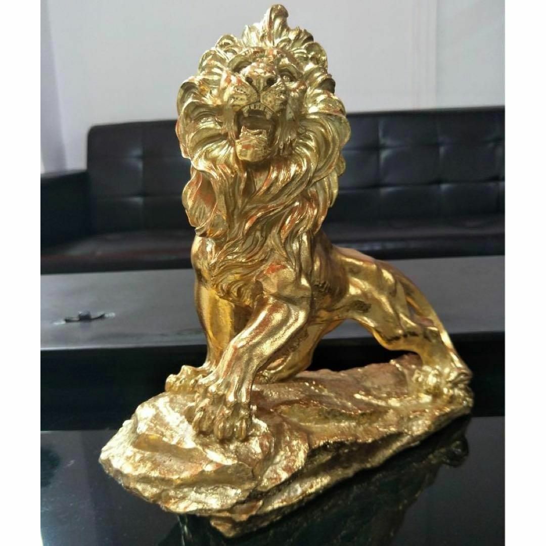 ライオン置物 インテリア オブジェ 金箔 - 洋風 ライオン置物 インテリア オブジェ 金箔 - 洋風