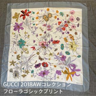 グッチ(Gucci)のGUCCI 2018AWコレクション フローラゴシックプリント シルクスカーフ(バンダナ/スカーフ)