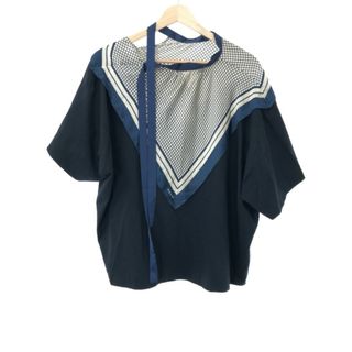 サカイ(sacai)のsacai サカイ 22SS スカーフドッキングリボンタイTシャツ ダークネイビー 2 22-06096(カットソー(半袖/袖なし))