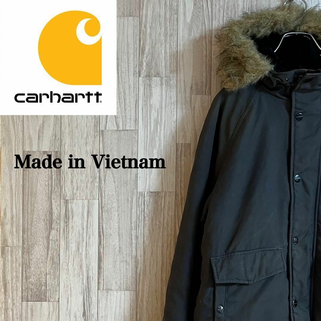 carhartt(カーハート)のカーハートトラッパージャケット　ダウンジャケット　ベトナム製　Ｓ　黒 メンズのジャケット/アウター(ダウンジャケット)の商品写真