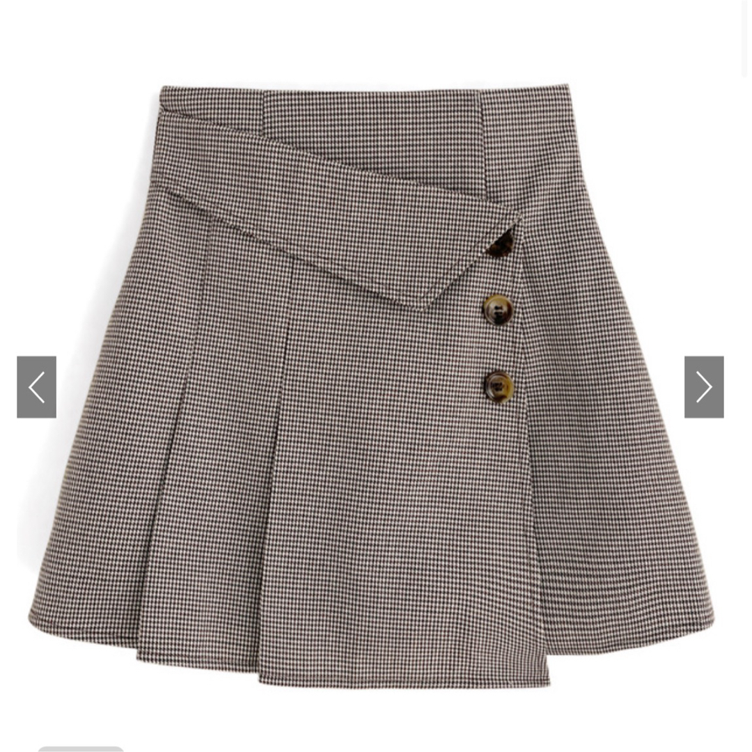 GRL(グレイル)のGRL  インパン裏地付きチェック柄アシメミニスカート ブラウン  Sサイズ レディースのスカート(ミニスカート)の商品写真