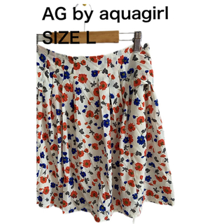 エージーバイアクアガール(AG by aquagirl)のAG by aquagirl エージーバイアクアガール 花柄スカート ホワイトL(ひざ丈スカート)