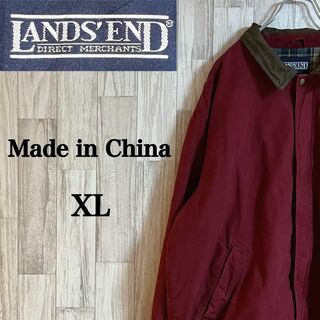 ランズエンド(LANDS’END)のランズエンドハンティングジャケット　90s 中国製　バーガンディ　コーデュロイ(ブルゾン)