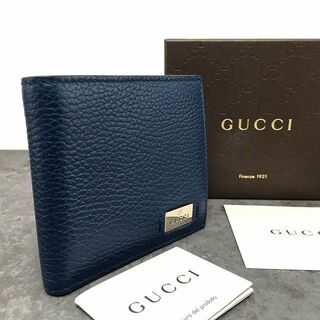 グッチ(Gucci)の極美品 GUCCI 二つ折り財布 352351 ネイビー 323(折り財布)