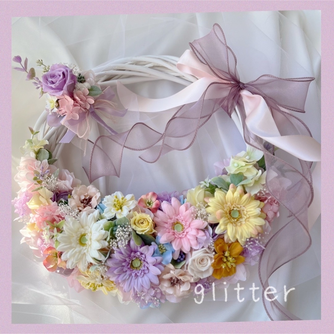 ‧˚₊*̥✴︎ラプンツェル風リースブーケ&ブートニアset✴︎glitterリースブーケ