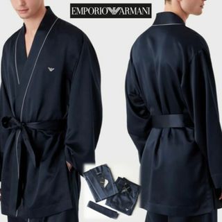 エンポリオアルマーニ(Emporio Armani)の新品【エンポリオアルマーニ】ラウンジウェア ガウンパジャマ セットアップ 紺 M(その他)