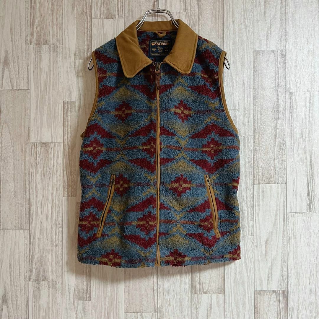 WOOLRICH(ウールリッチ)のウールリッチベスト　ボア　90s 総柄　ヴィンテージ　マルチカラー　ユニセックス メンズのトップス(ベスト)の商品写真