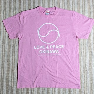 美品　沖縄　love&peace チャリTシャツ　ピンク(Tシャツ(半袖/袖なし))