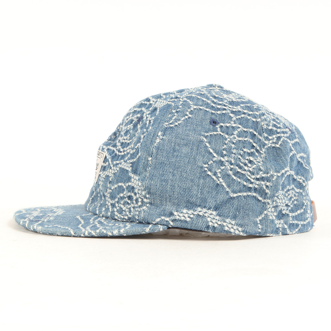 CALEE(キャリー)の美品 CALEE キャリー キャップ 21SS ローズ柄 ジャガード デニム 6パネル キャップ Rose pattern Jacquard denim cap インディゴ ブルー 帽子【メンズ】【中古】 メンズの帽子(キャップ)の商品写真