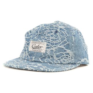 キャリー(CALEE)の美品 CALEE キャリー キャップ 21SS ローズ柄 ジャガード デニム 6パネル キャップ Rose pattern Jacquard denim cap インディゴ ブルー 帽子【メンズ】【中古】(キャップ)