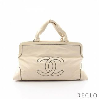 シャネル(CHANEL)のデカココマーク ハンドバッグ レザー オフホワイト シルバー金具(ハンドバッグ)