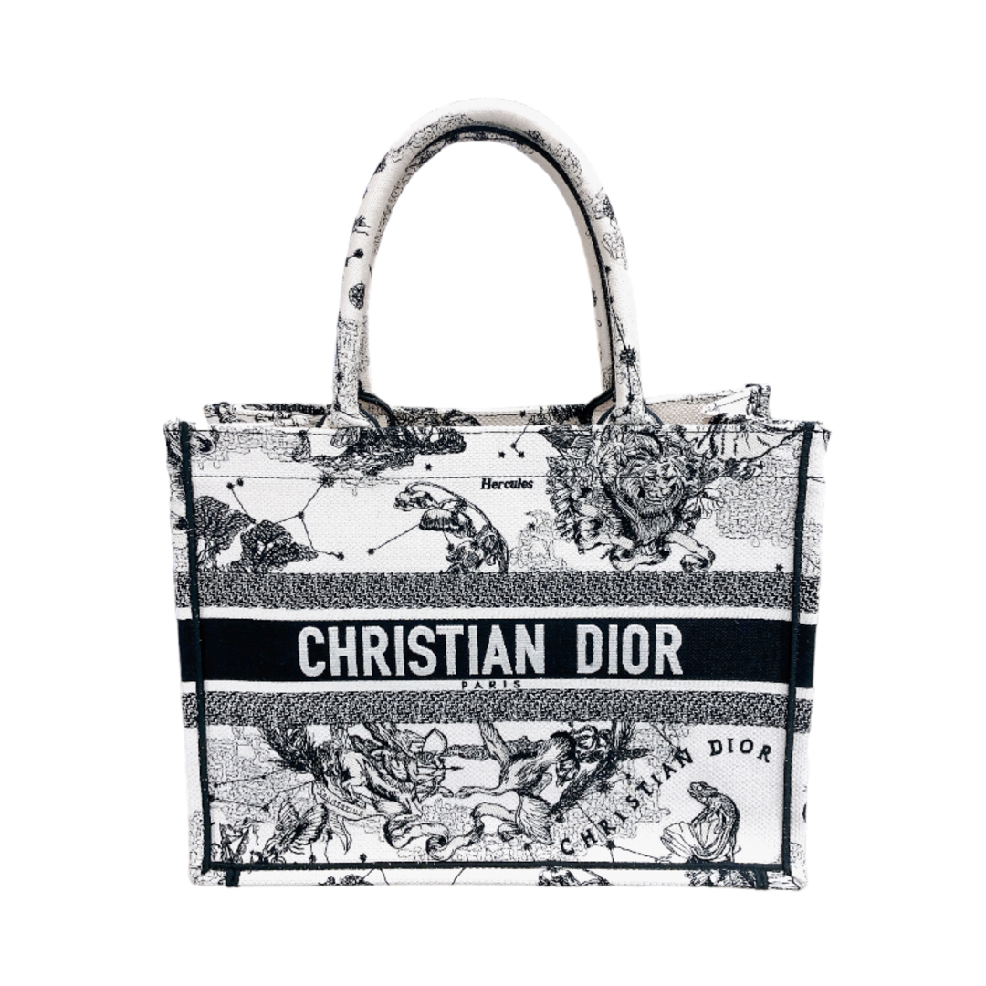 クリスチャン・ディオール Christian Dior ブックトートミディアム ホワイト×ブラック キャンパス ユニセックス トートバッグ