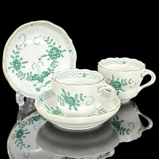 マイセン(MEISSEN)の★希少 マイセン インドの華 カップ＆ソーサー 2客 ペア グリーン モカ 金彩(食器)