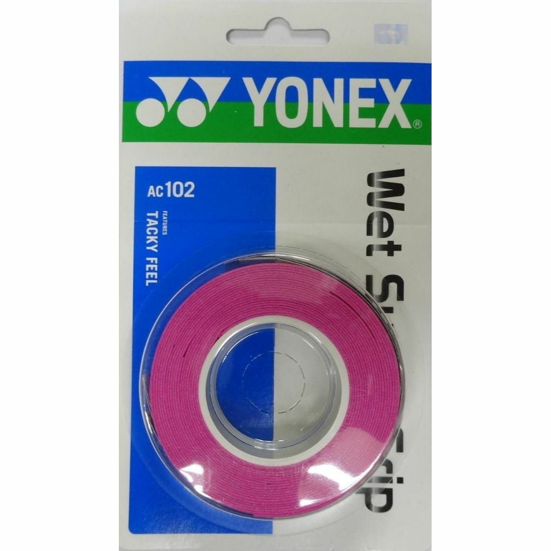 YONEX(ヨネックス)のヨネックス　ウェットスーパーグリップ AC102［3本入］　ピンク スポーツ/アウトドアのスポーツ/アウトドア その他(バドミントン)の商品写真