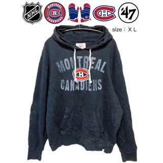 フォーティセブン(47 Brand)のNHL　モントリオール・カナディアンズ　パーカー　XL　ネイビー　USA古着(パーカー)