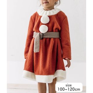 【クリスマス】サンタワンピ：100～120cm(ワンピース)