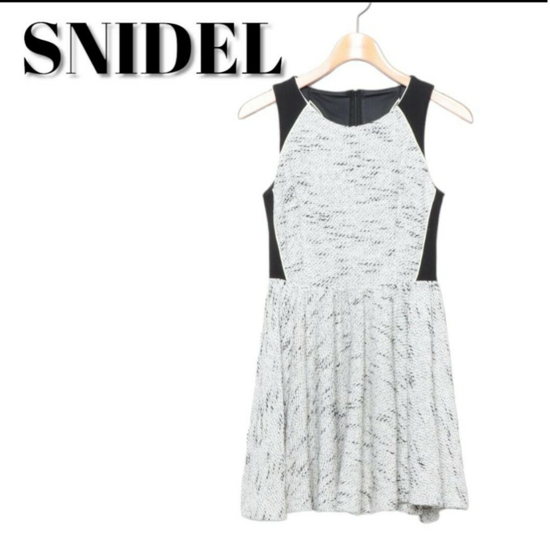 SNIDEL(スナイデル)の【美品】SNIDELスナイデル ツイード レザー パイピング ワンピース xs レディースのワンピース(ミニワンピース)の商品写真