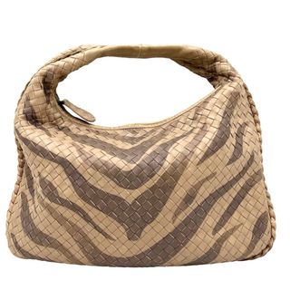 ボッテガヴェネタ(Bottega Veneta)の【限定価格】BOTTEGAVENETA ボッテガヴェネタ ハンドバッグ イントレチャート ホーボーバッグ ワンハンドル　 肩掛け ゼブラ柄 アニマル柄 かばん 鞄 レザー  パイソン   ベージュ ブラウン 茶 ガンメタル金具 レディース 人気【中古品】(ハンドバッグ)