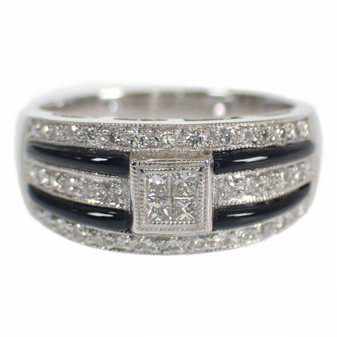 【中古】【Aランク】K18WG ホワイトゴールド デザインリング 指輪 ダイヤモンド 0.37ct オニキス 約13号 レディース ジュエリー アクセサリー【ISEYA】 レディースのアクセサリー(リング(指輪))の商品写真