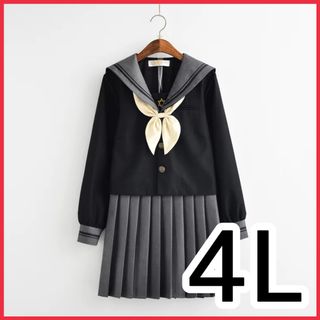 新品 未使用 セーラー服 制服 大きいサイズ 4l 長袖 ミニスカート 上下 (コスプレ)