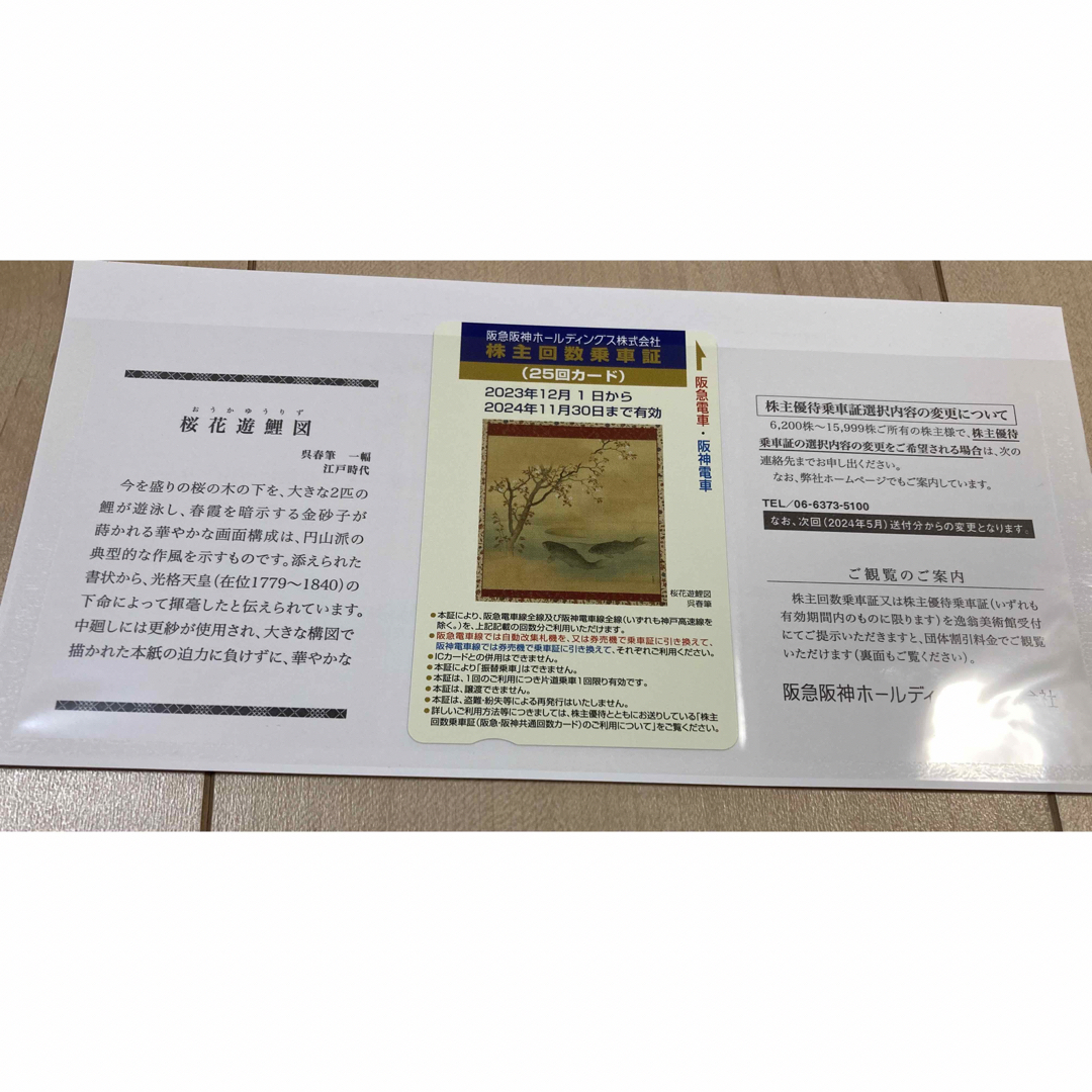 阪急阪神電車　株主優待　株主回数乗車証　25回 チケットの乗車券/交通券(鉄道乗車券)の商品写真