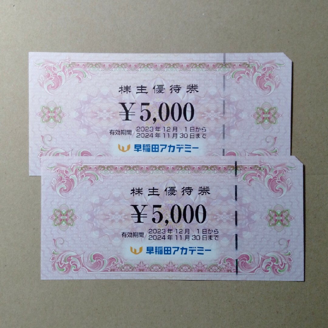 楽天市場 【最新・匿名配送】早稲田アカデミー 株主優待券 10000円分