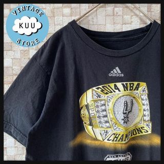 アディダス(adidas)のアメリカ古着 adidas アディダスプリントTシャツ NBA スパーズ 黒M(Tシャツ/カットソー(半袖/袖なし))