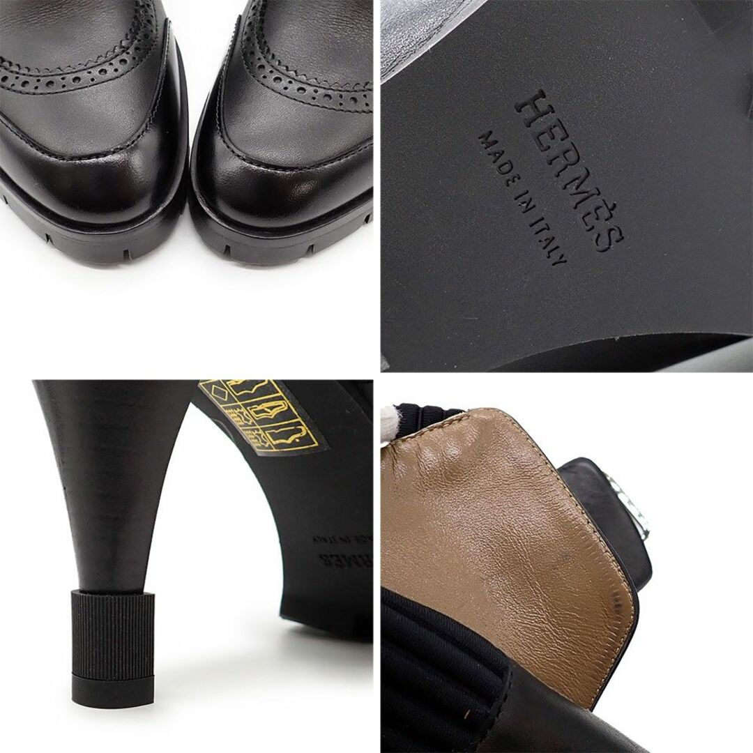 Hermes(エルメス)の未使用品 エルメス ダービー スパイシー ショートブーツ ブーティ H182089Z ブラック 37 1/2 24.5cm ゴートスキン ラバー ピンヒール レディースの靴/シューズ(ブーティ)の商品写真