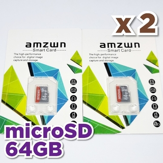 マイクロSD カード 64GB 2枚 microSD カード AMZ64(その他)