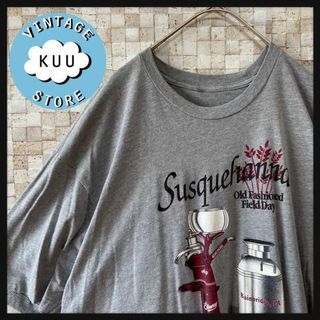 アメリカ古着 プリントTシャツ やや薄手 企業ロゴプリント サスケハナ グレー(Tシャツ/カットソー(半袖/袖なし))