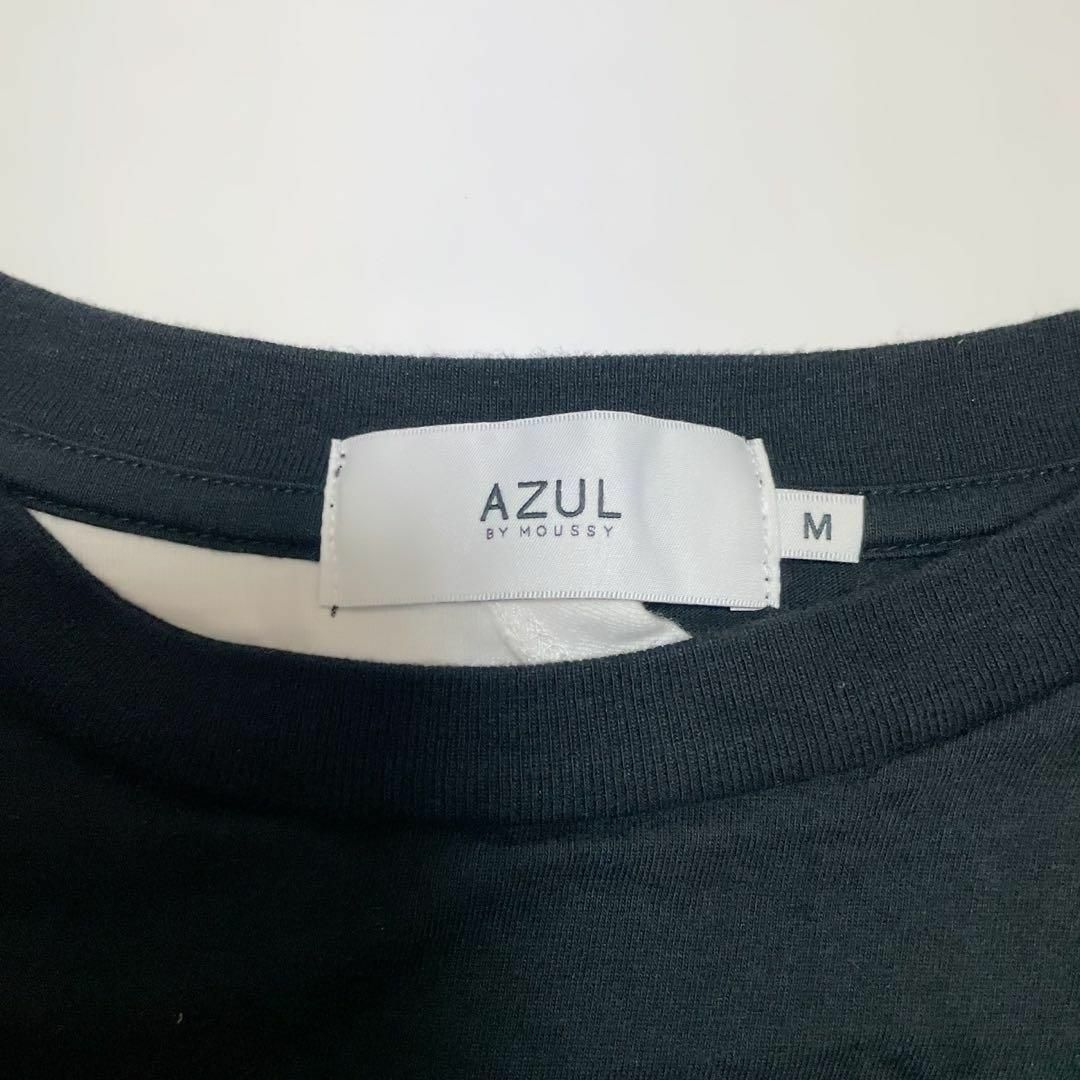 AZUL by moussy(アズールバイマウジー)のcu268/アズールバイマウジー トップス 半袖 重ね着風 黒白 バイカラー レディースのトップス(カットソー(半袖/袖なし))の商品写真