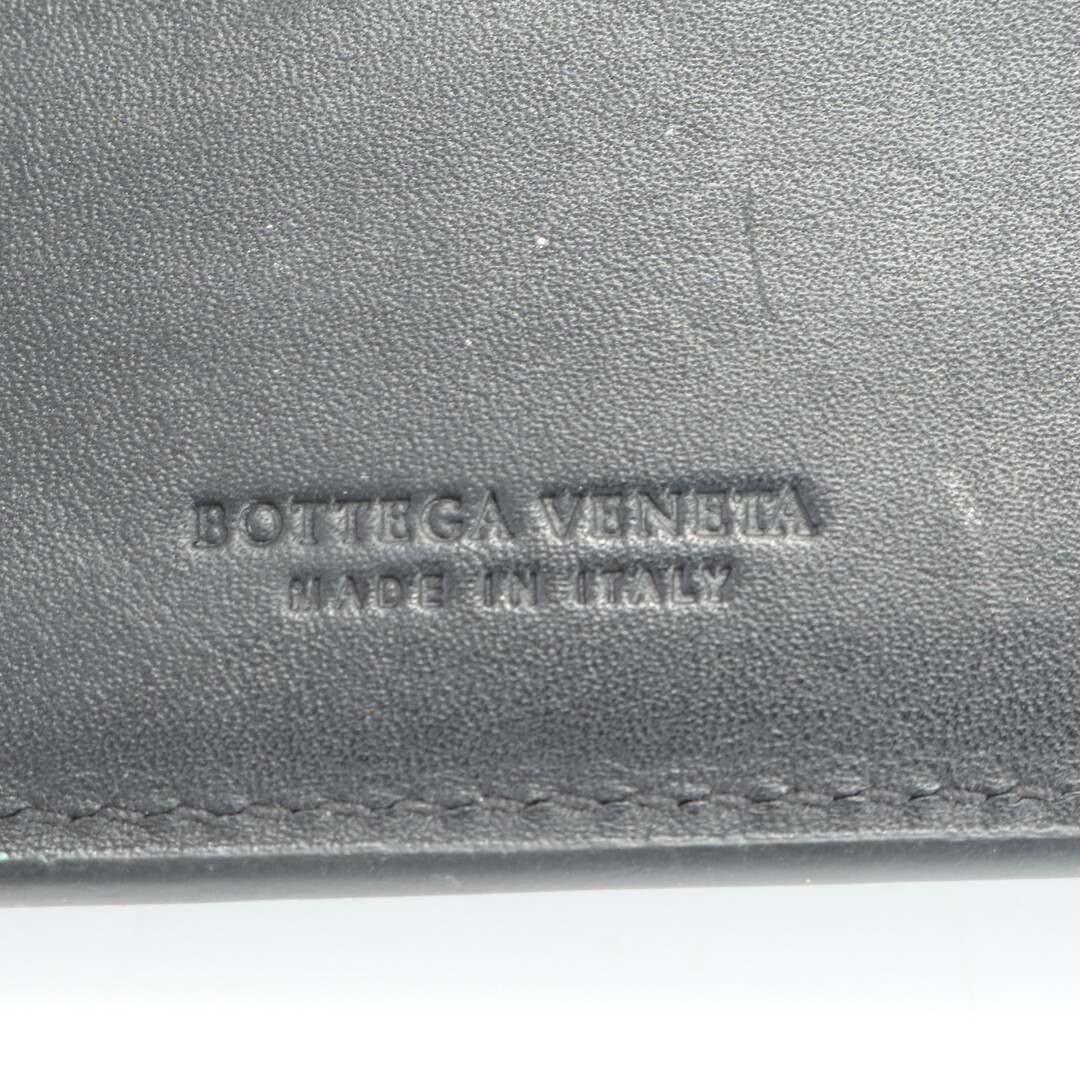 Bottega Veneta(ボッテガヴェネタ)の美品 ボッテガヴェネタ イントレチャート レザー 二つ折り 財布 コンパクト ウォレット 編み込み ブラック メンズ EET E1-8 メンズのファッション小物(折り財布)の商品写真