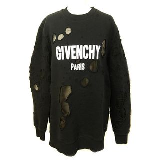 ジバンシィ(GIVENCHY)のジバンシー デストロイクルーネックロゴスウェット XS ダメージ ブラック 黒(スウェット)