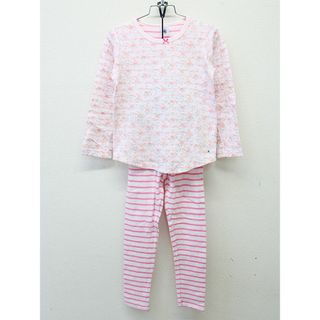 プチバトー(PETIT BATEAU)の【秋物 新入荷!】新品 未使用品▲プチバトー/PETIT BATEAU▲116cm(6ans) 長袖パジャマ上下セット/ルームウェア/寝間着/小物 ピンク系 花柄×ボーダー【ネット限定】子供 キッズ kids 女の子 春秋冬 511132(パジャマ)