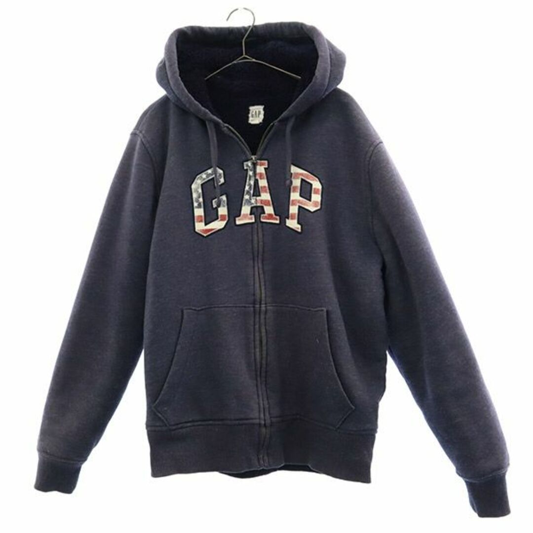 GAP(ギャップ)のギャップ ワッペン 長袖 ジップパーカー S グレー GAP スウェット メンズ 古着 【231130】 メンズのトップス(パーカー)の商品写真