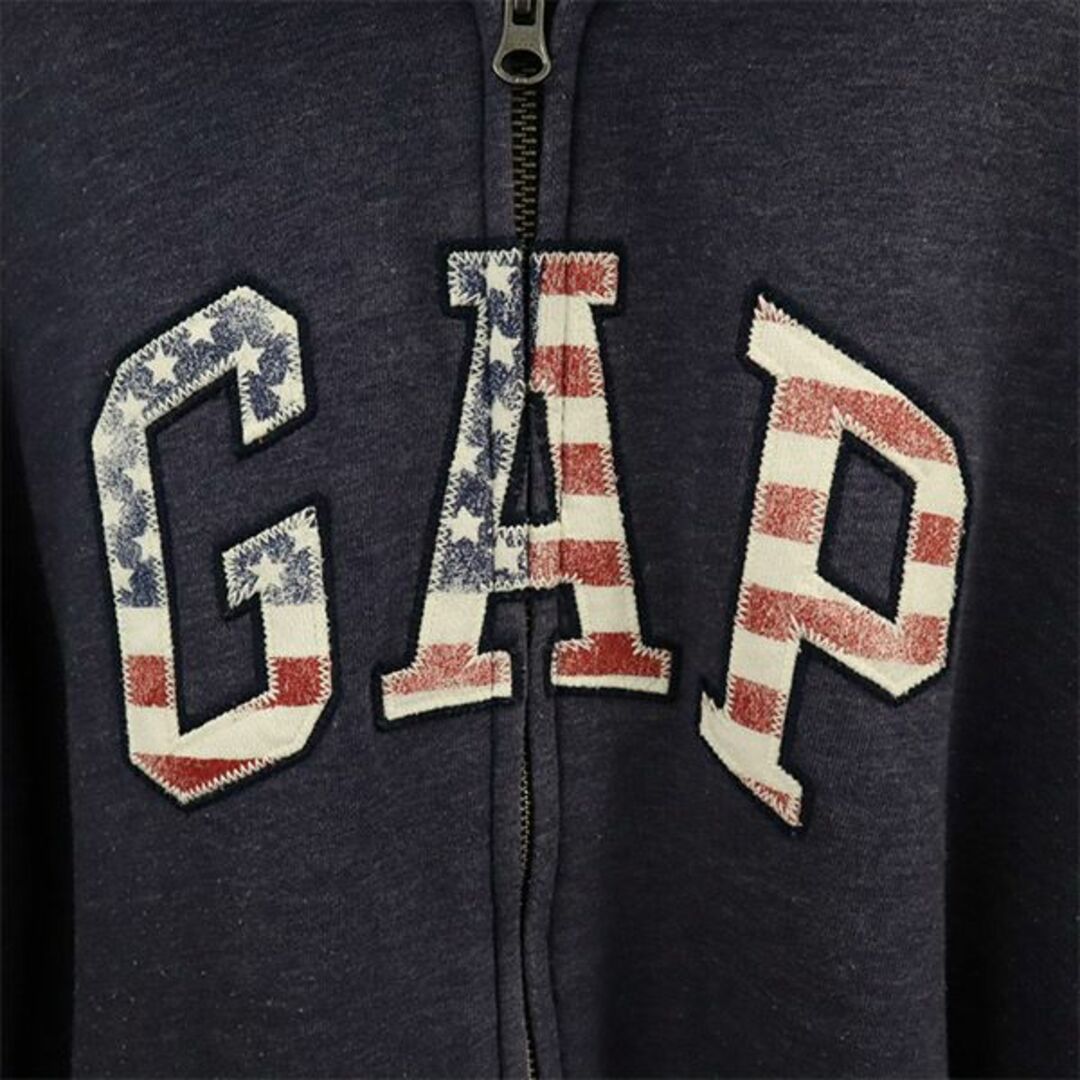 GAP(ギャップ)のギャップ ワッペン 長袖 ジップパーカー S グレー GAP スウェット メンズ 古着 【231130】 メンズのトップス(パーカー)の商品写真