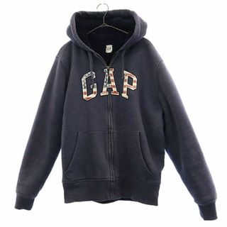 ギャップ(GAP)のギャップ ワッペン 長袖 ジップパーカー S グレー GAP スウェット メンズ 古着 【231130】(パーカー)