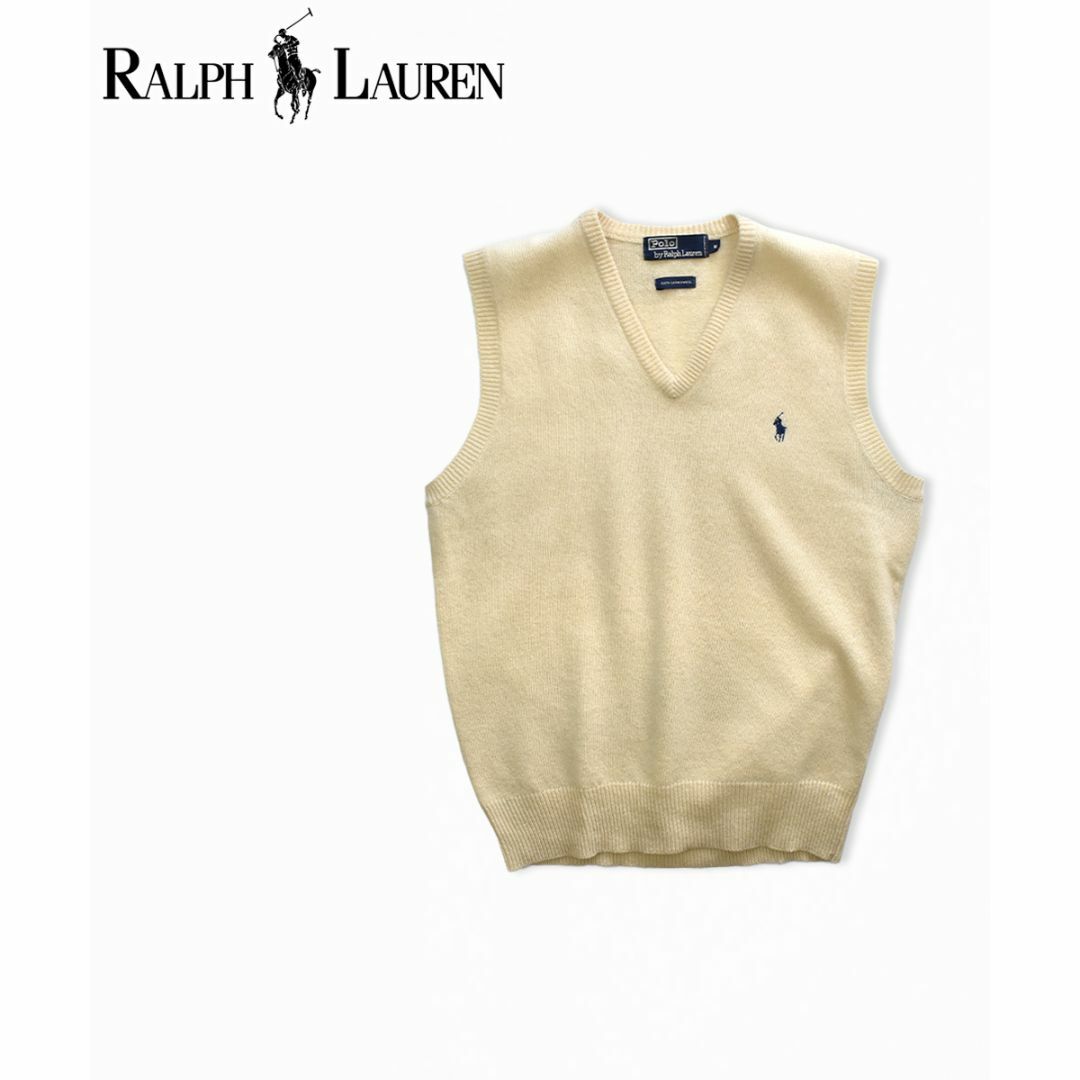 POLO RALPH LAUREN(ポロラルフローレン)の90's Polo RalphLauren ラムウール ニット ベスト M メンズのトップス(ベスト)の商品写真