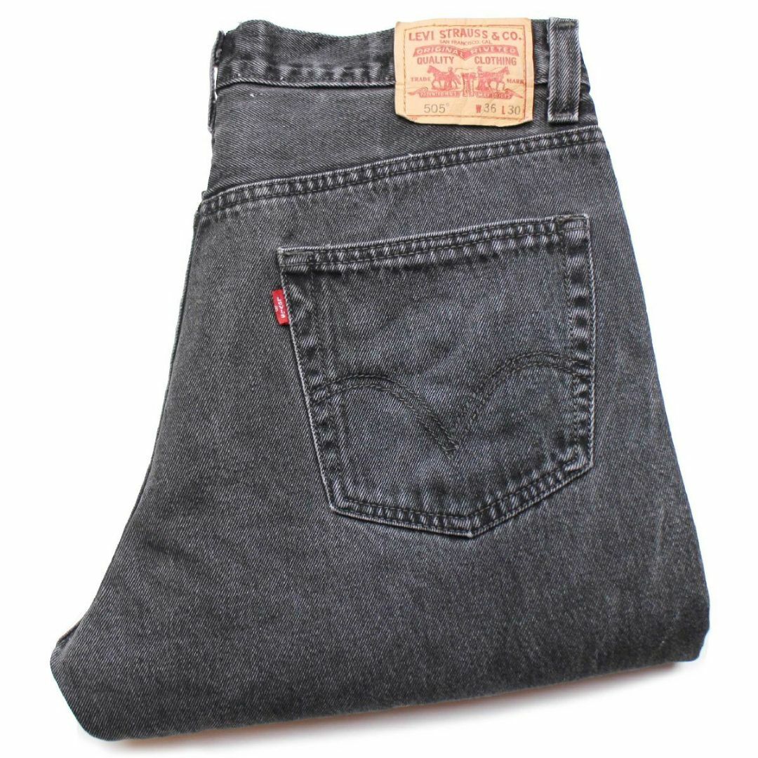 00s Levi'sリーバイス 505 ブラック デニムパンツ ペンキ飛び w36 L30★SDP2295 オールド ジーンズ ストレート フェードLevi