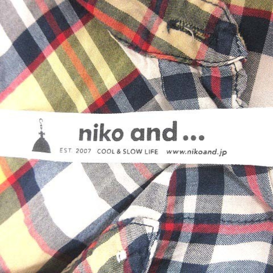 niko and...(ニコアンド)のNiko and.. シャツ ブラウス チェック 長袖 4 黄色 紺 ■MO レディースのトップス(シャツ/ブラウス(長袖/七分))の商品写真