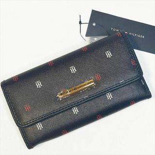 トミーヒルフィガー(TOMMY HILFIGER)のTOMMY HILFIGER  長財布  レザー  総柄 紺 ネイビー(財布)